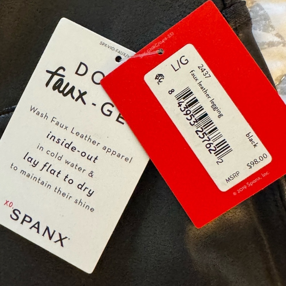 SPANX Faux Leather Leggings Black Size Large - Picture 10 of 12